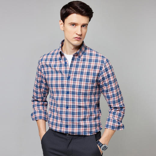 【全棉】罗蒙秋冬厚款长袖衬衫男士柔软亲肤舒适轻商务风长袖衬衣 商品图2