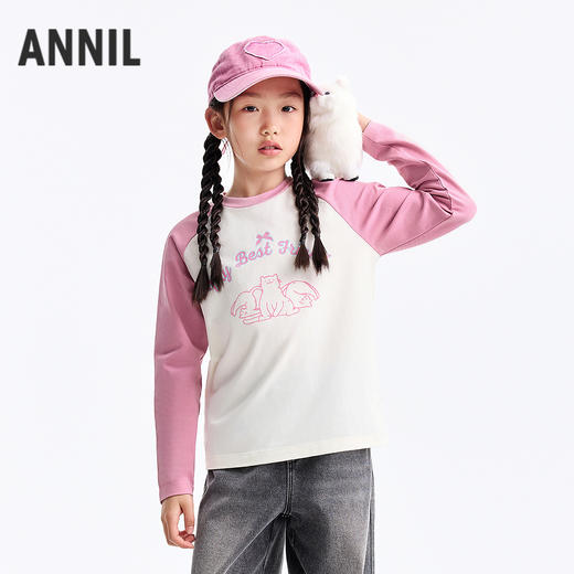男女童圆领长袖针织衫秋季新款安奈儿童装EM531670 商品图1