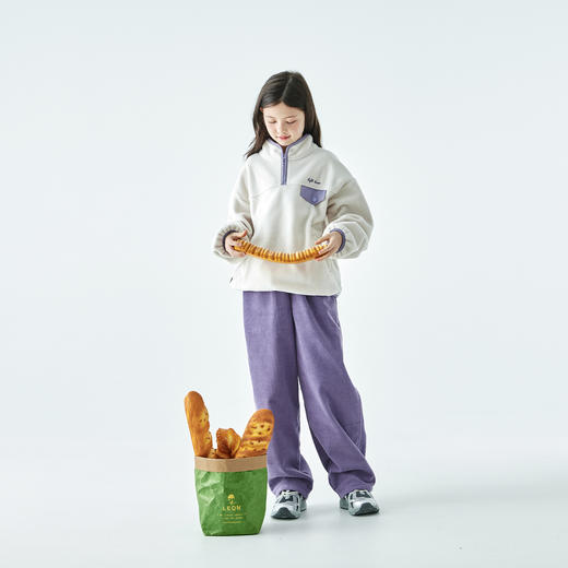 棵初2025年秋冬季新款亲子中大女童摇粒绒卫衣抗静电拼色口袋上衣 商品图1