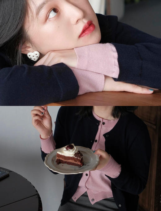 miu感羊毛莫代尔混纺假两件针织开衫 商品图2