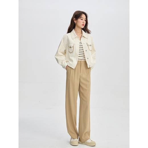 【年货节】熙世界巴恩风刺绣牛仔外套女短款小个子橘色夹克上衣2025春装新款 商品图4