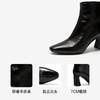 【静音系列】千百度粗高跟羊皮靴女短靴子加绒时装靴A25577249 商品缩略图3