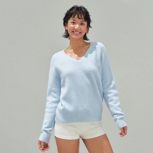 Ariseism 美式复古软糯v领毛衣女秋季新款修身上衣 商品图3