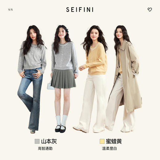 【严选】【蝶恋花】诗凡黎毛针织衫蝴蝶结蕾丝浪漫千金女25春夏新毛衣圆领7G1130391 商品图1