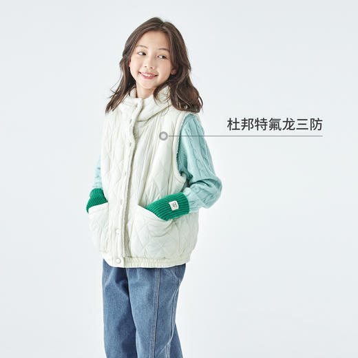 棵初25年冬季新款亲子中大女童两面可穿毛绒马甲柔软三防面料上衣 商品图4