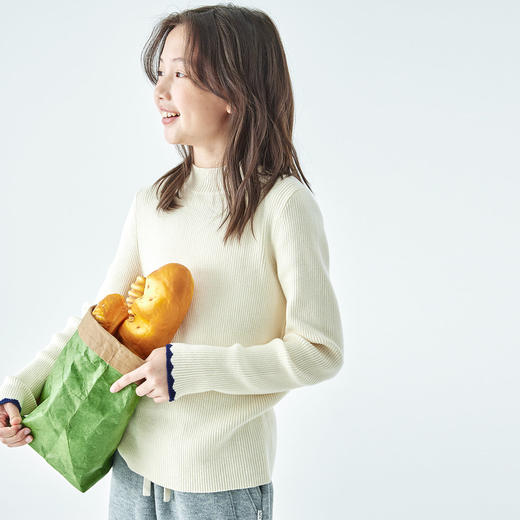 棵初2025年秋冬季新款亲子中大女童纯色半高领毛衣亲肤棉感针织衫 商品图3