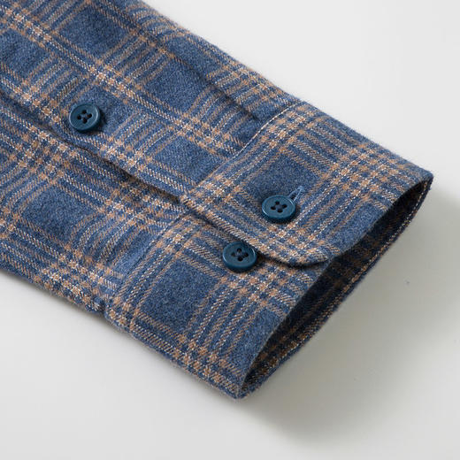 【全棉】罗蒙秋冬格纹长袖衬衫男士厚款亲肤舒适简约时尚男士长袖衬衣 商品图6