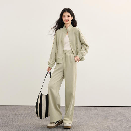 【08/27新品】熙世界通勤运动卫衣套装女2025秋装新款休闲外套直筒长裤子两件套 商品图2