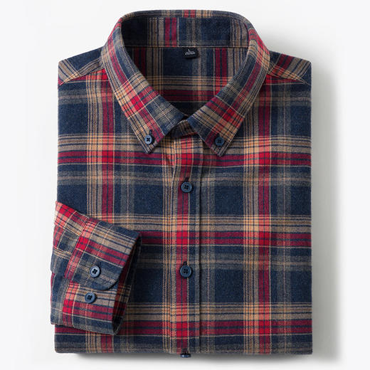 【全棉】罗蒙秋冬格子长袖衬衫男士加厚柔软亲肤职业装通勤百搭男士长袖衬衣 商品图10