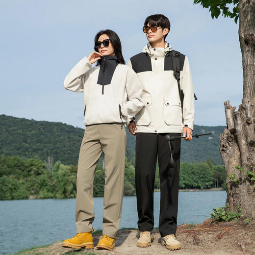 罗蒙春秋男女同款户外休闲裤舒适透气直筒时尚休闲百搭通勤长裤 商品图1