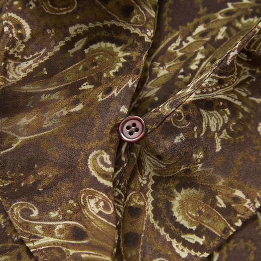 「高货wl」全新升级【铂金会员266/天猫359/差价93】(04506)洛诗琳复古氛围感印花上衣2025秋季荷叶边V领雪纺衬衫女 商品图2