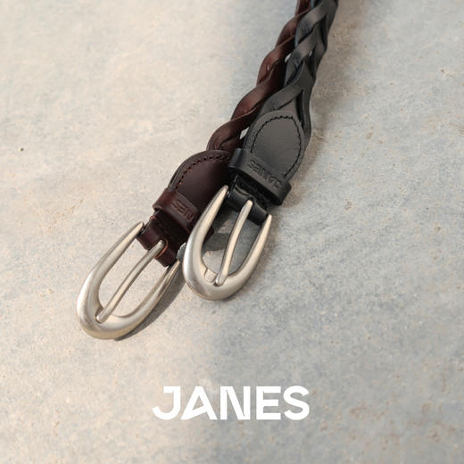 JANES·简束[巴恩风]复古编织腰带头层牛皮简约款小众植鞣皮女士皮带 商品图1