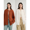 MAISON CECILE 两色/亚麻色织休闲慵懒感松弛落肩长袖衬衫 商品缩略图0