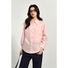 【商场同款】诗凡黎粉色翻领衬衫2025春新款小衫衬衣女3G2121021R