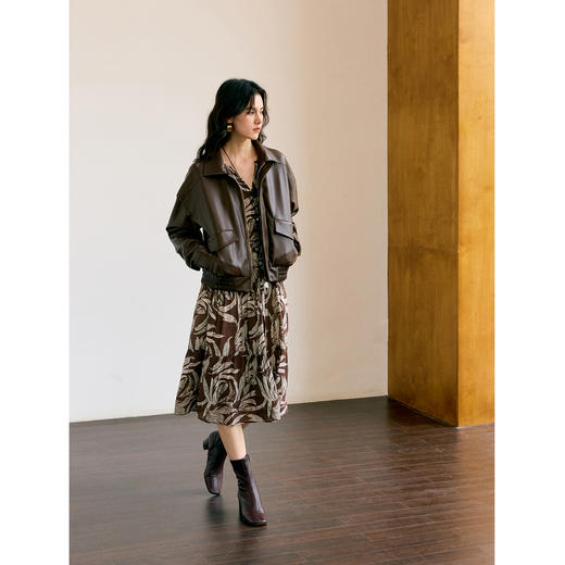 HeyDress叶子印花系带长款连衣裙 商品图2