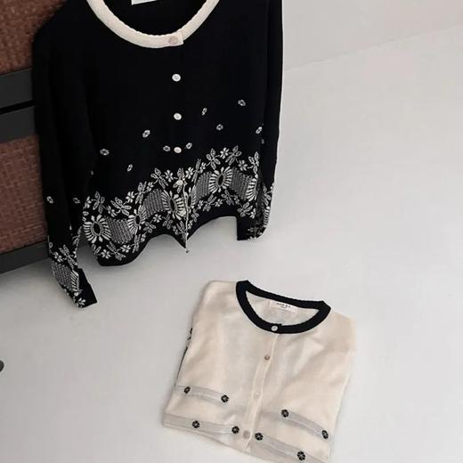 复古提花圆领短袖针织衫修身显瘦百搭上衣   YX-11368039 商品图2