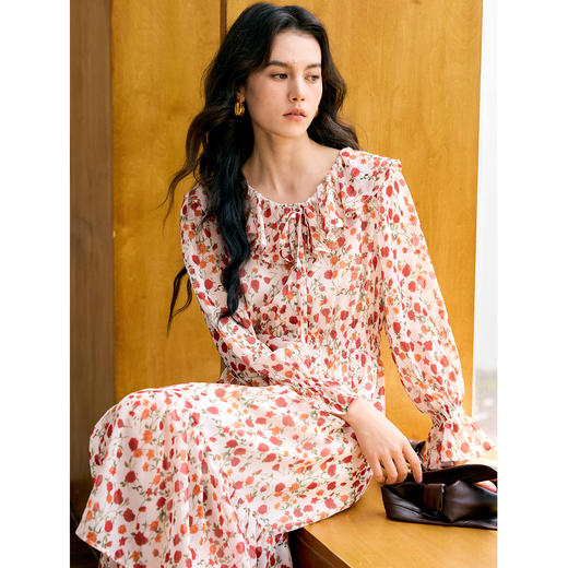 HeyDress玫瑰碎花荷叶边连衣裙 商品图0