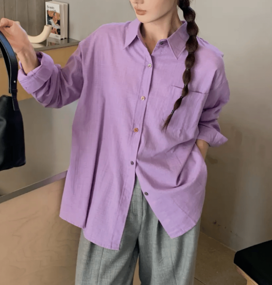 90%棉+10%麻 宽松休闲棉麻长袖衬衫 天然亚麻纯棉混纺   A-5105