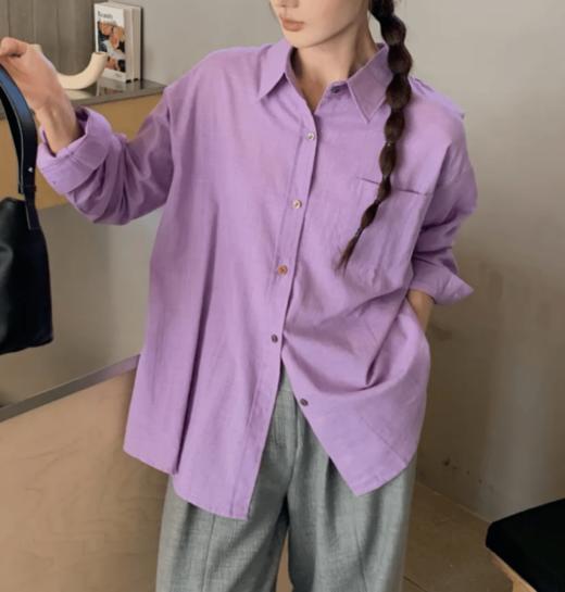 90%棉+10%麻 宽松休闲棉麻长袖衬衫 天然亚麻纯棉混纺   A-5105 商品图0