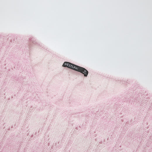 甜美氛围感晕染渐变圆领毛衣女秋季宽松显瘦套头针织衫上衣V2651166 商品图5