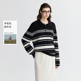 棉仓366605045-条纹POLO领短袖针织衫