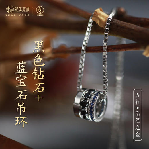 【浩然之金】十颗、十一颗 黑色钻石➕蓝宝石吊环 商品图0