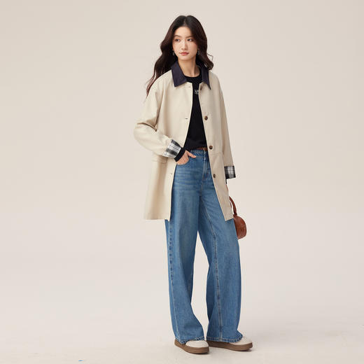 【08/27新品】熙世界鱼骨线收腰T恤长袖女2025秋季新款刺绣修身显瘦打底衫上衣 商品图4