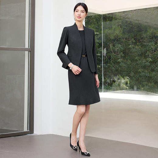 IWY/灰色极简西装连衣裙两件套女秋季新款正式场合职业套装裙25CQ811 商品图3