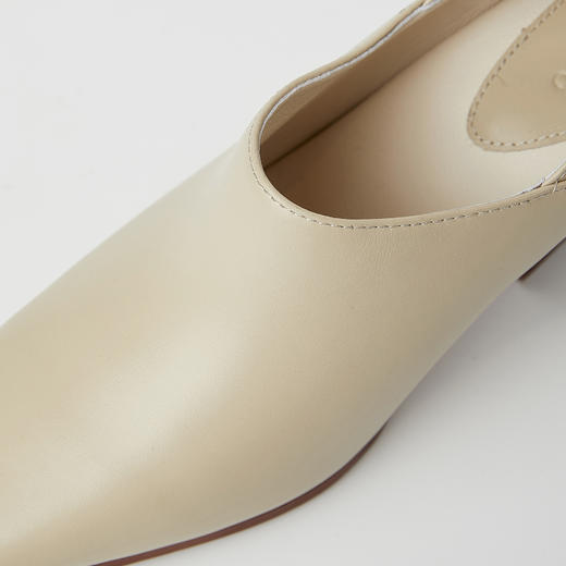 ROMI STUDIO“温柔米白”牛皮浅口小方头粗跟软皮高跟鞋RWCAP33653 商品图3