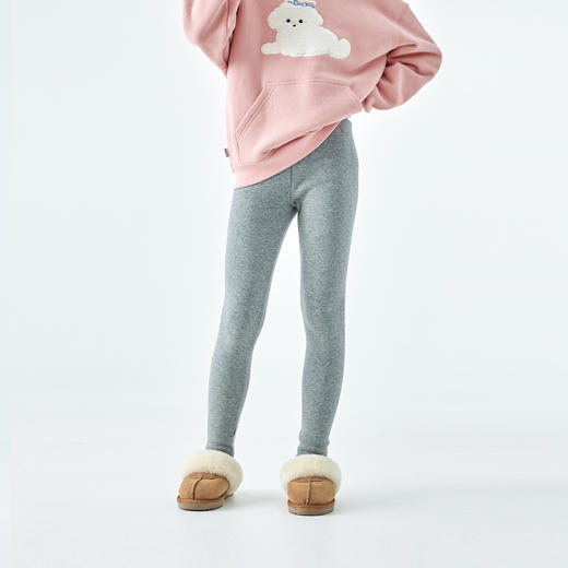 棵初2025年秋冬季新款亲子中大女童弹力加绒打底裤经典基础针织裤 商品图2