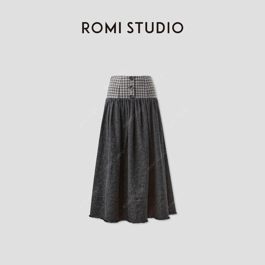 ROMI STUDIO“独特复古”重磅亚麻牛仔砂洗流苏半身裙 RWCRXJ4606 商品图0