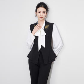 「高货wl」全新升级【铂金会员330/天猫449/差价119】(52953)洛诗琳手工串珠刺绣西装马甲2025秋季掐腰V领通勤无袖外套