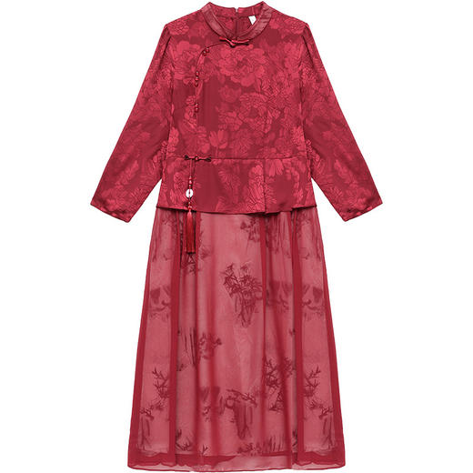 QYM 25DS162-Y时尚旗袍裙复古连衣裙印花裙 商品图4