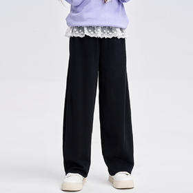 笛莎Deesha 2025秋季新款女童香蕉裤廓形拼接花边长裤