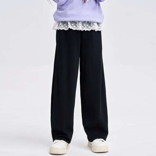 笛莎Deesha 2025秋季新款女童香蕉裤廓形拼接花边长裤 商品图0