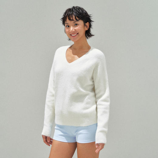 Ariseism 美式复古软糯v领毛衣女秋季新款修身上衣 商品图1