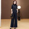 QYM 58C258507-Y时尚两件套裤高腰阔腿裤+木耳边褶皱马甲休闲套装 商品缩略图1