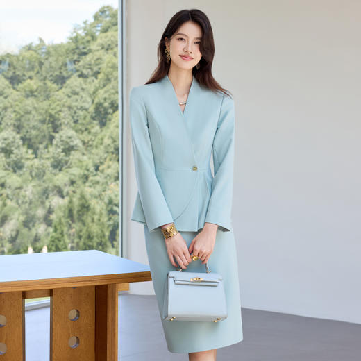 IWY/高级感蓝色西装套裙女气质优雅正式场合职业半裙套装工作服25CS808 商品图1
