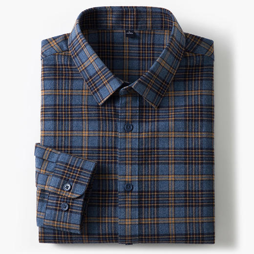 【含绵羊毛】罗蒙秋冬长袖格子衬衫男士商务风通勤磨毛保暖舒适长袖衬衣 商品图9