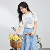 【夏季新品】熙世界艺术风郁金香印花T恤短袖女2025夏季新款正肩圆领白色上衣 商品缩略图1