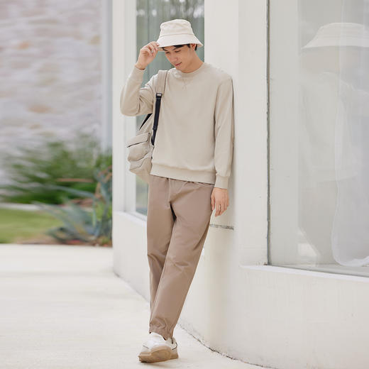 【门店同款】马恩MAXNEW男装2025秋新款圆领卫衣宽松纯色t恤上衣 商品图3