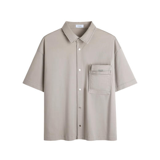 HIM漢崇 层次感袋盖工装口袋宽松潮流百搭短袖休闲衬衫 2026春季 商品图4