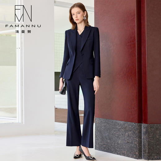 IWY/高级感总裁职业西装套装女气质英伦风销售正装商务面试套裤J25C215+25P825 商品图2