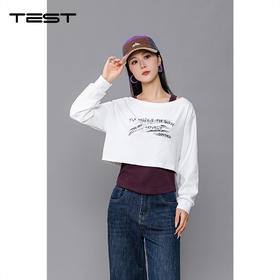 秋上新舒适白色短款字母印花卫衣1253096