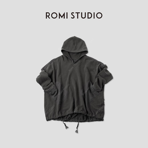 ROMI STUDIO“美式复古”粗针罗纹阿美咔叽风连帽卫衣裙RWCAS65443 商品图1