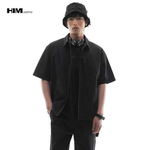 HIM漢崇 潮流简约工装多袋设计宽松耐磨休闲短袖衬衫男 2026春季 商品图0