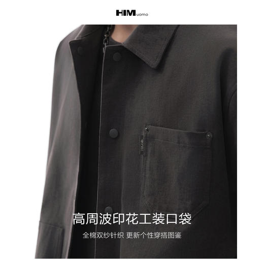 HIM漢崇 时尚简约工装多袋设计舒适宽松短袖休闲衬衫男 2026春季 商品图2
