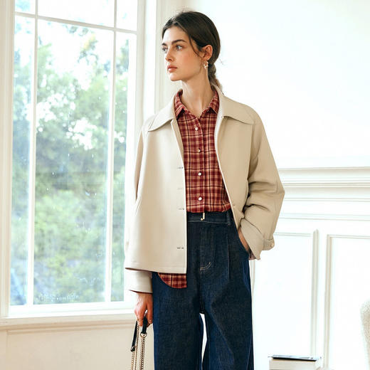 OLrain欧芮儿通勤百搭宽松短款外套女秋季2025新款宽松英伦风上衣 商品图3