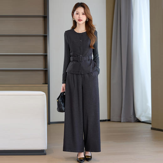 HR HBLJRA1198圆领马甲气质时尚洋气阔腿裤三件套 商品图3