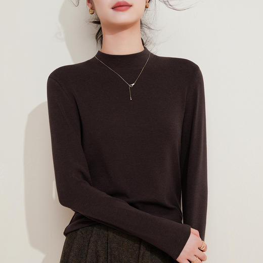 「自j」全新升级【铂金会员109/天猫149/差价40】(40014)洛诗琳新款半高领打底衫2025秋季显瘦半高领弹力打底上衣女 商品图3